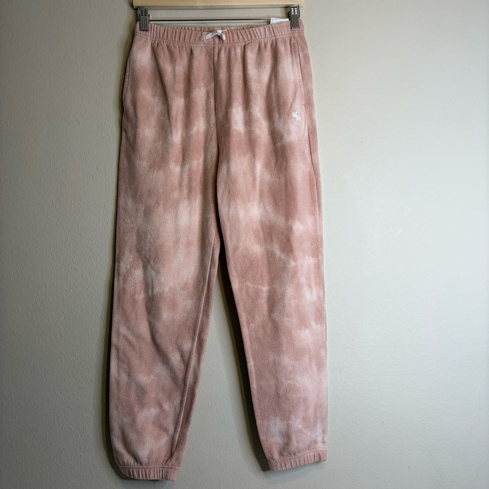 Abercrombie Kids Girls Pink Fleece cozy tie-dye icon sweatpants size 13/14